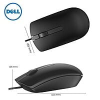 Dell MS116 | Wired Optical Mouse | 1000DPI | LED Tracking | Scrolling Wheel | Plug and Play