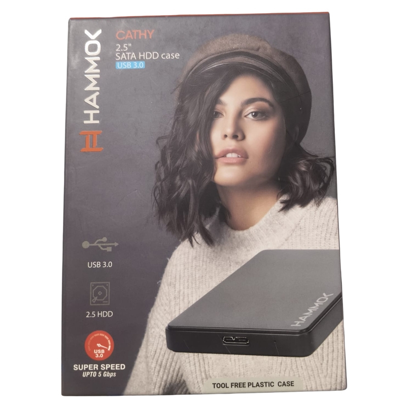 HAMMOK | CATHY 2.5'' SATA HDD ENCLOSURE |USB 3.0 | 4TB SUPPORT | 5GBPS TRANSFER SPEED | BLACK HAMMOK | CATHY 2.5'' SATA HDD ENCLOSURE |USB 3.0 | 4TB SUPPORT | 5GBPS TRANSFER SPEED | BLACK
