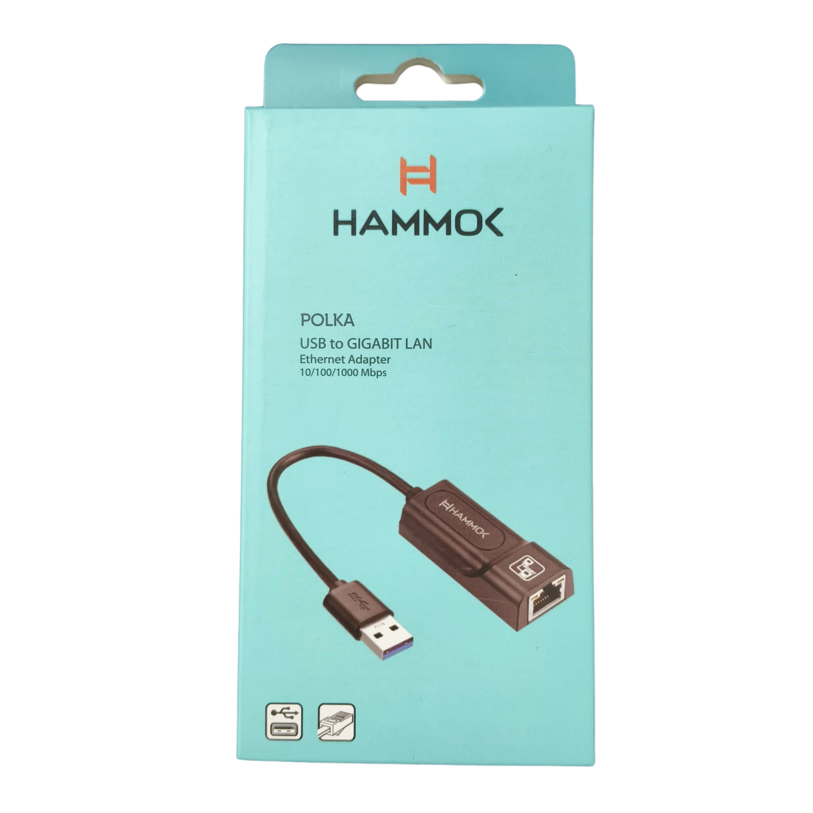 HAMMOK| POLKA | USB TO GIGABIT ETHERNET ADAPTER| UAB TYPE-A| COMPATIBLE WITH USB 2.0 | BLACK