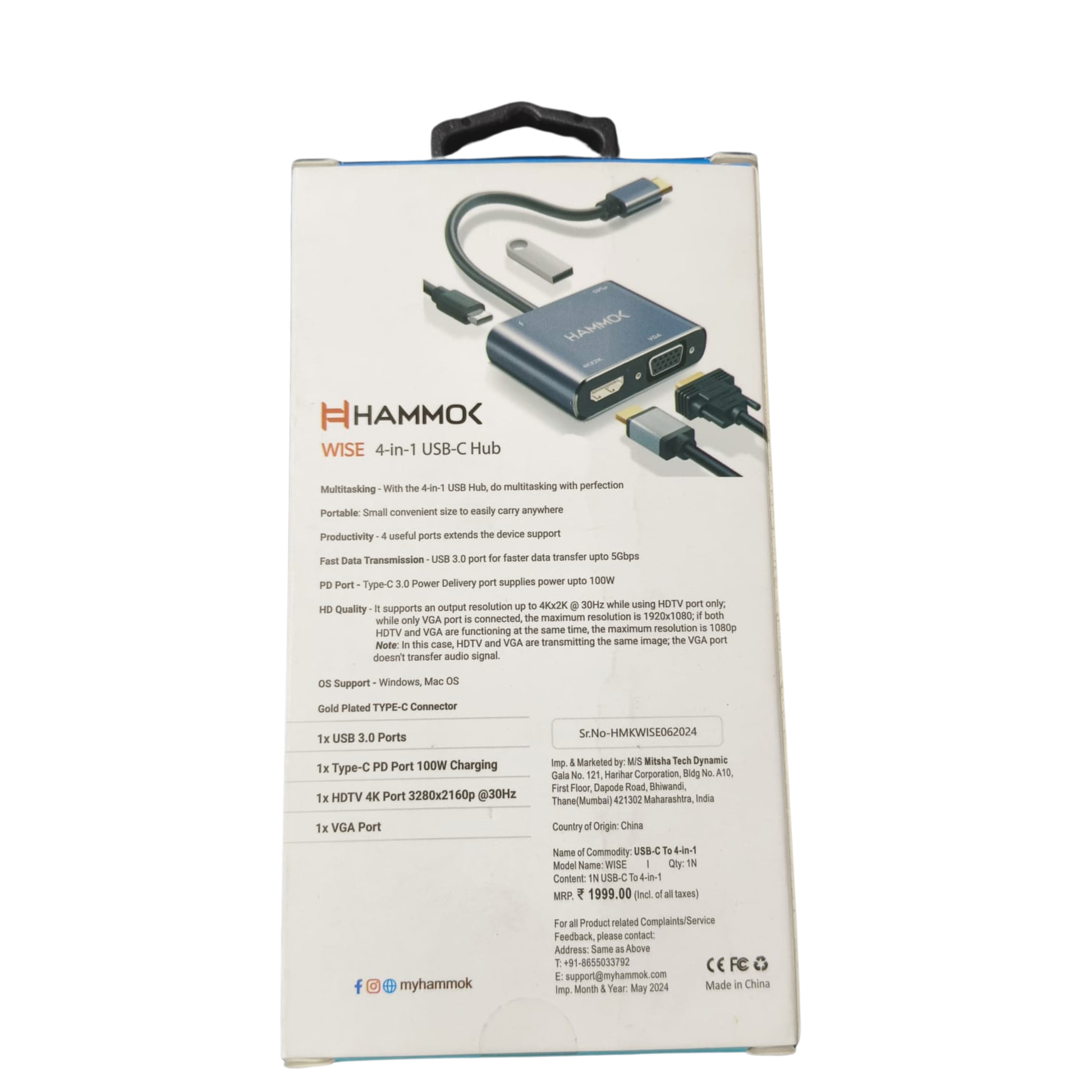 HAMMOK | WISE 4 IN 1 | USB-C HUB| 4K HDMI VGA ADAPTER | 4-in-1 VGA 1080P | USB 3.0 | 100W PD PORT CHARGING | SPACE GREY HAMMOK | WISE 4 IN 1 | USB-C HUB| 4K HDMI VGA ADAPTER | 4-in-1 VGA 1080P | USB 3.0 | 100W PD PORT CHARGING | SPACE GREY