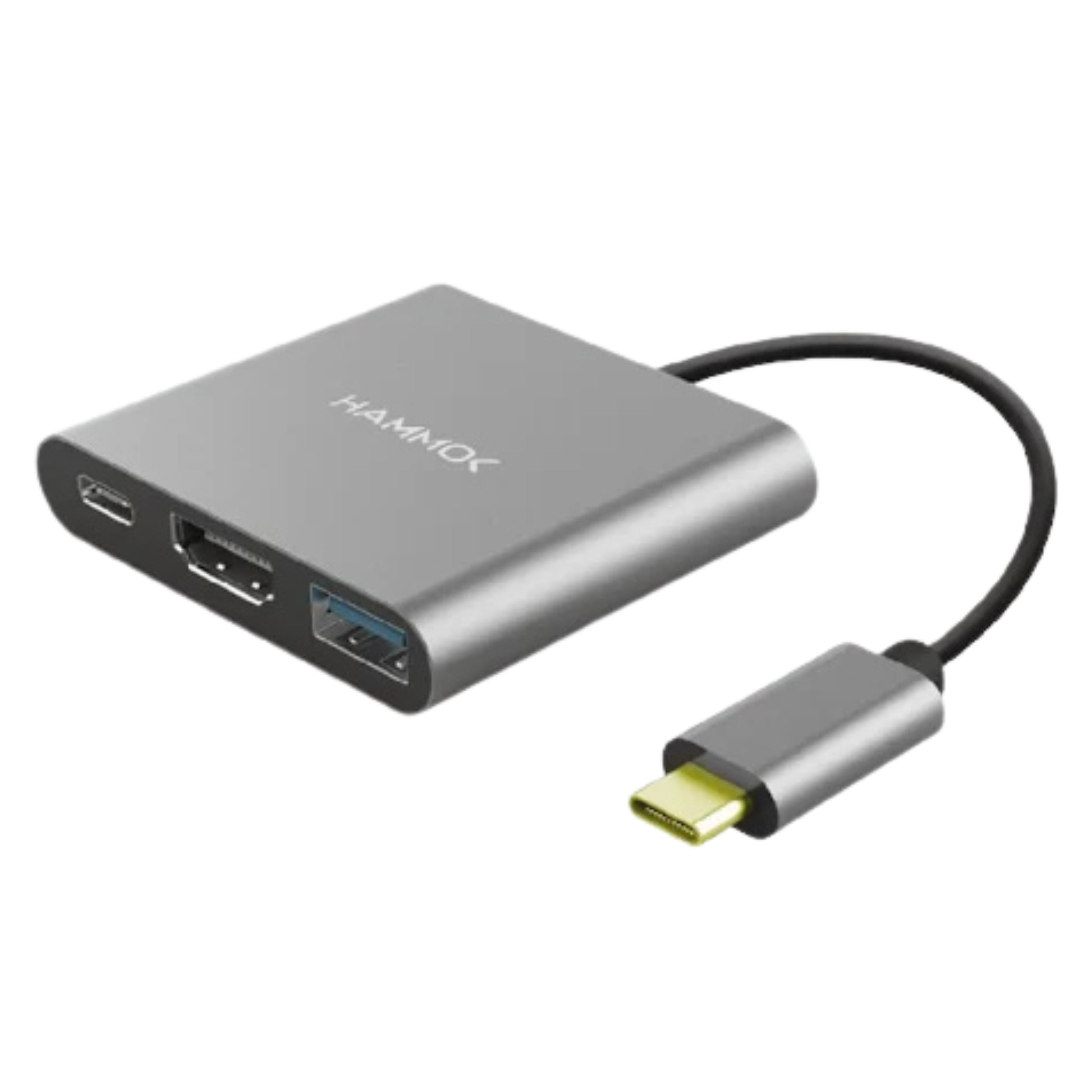 HAMMOK | ZEST | 3 IN 1 | USB-C HUB | HDMI 4K | USB 3.0 MULTIPORT ADAPTER | HIGH-SPEED DATA | GREY