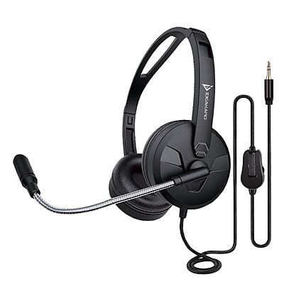 IDEAKARD H150 | Wired Stereo Headset USB | Adjustable Headband | Built-in Microphone | Black