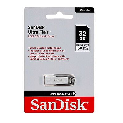 SanDisk Ultra Flair | 32 GB | USB 3.0 Pen Drive | Silver