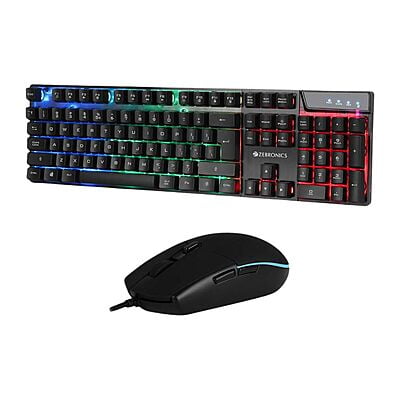 Zebronics War Gaming Keyboard and Mouse Combo | Gold Plated USB | Braided Cable | Multicolor LEDs | Gaming Mouse with breathing LEDs